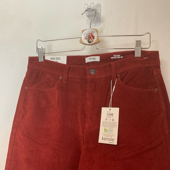 Kensie Jeans Corduroy High Rise Wide Leg Rust Red Brown Kaya Size 29 NWT - Picture 3 of 11